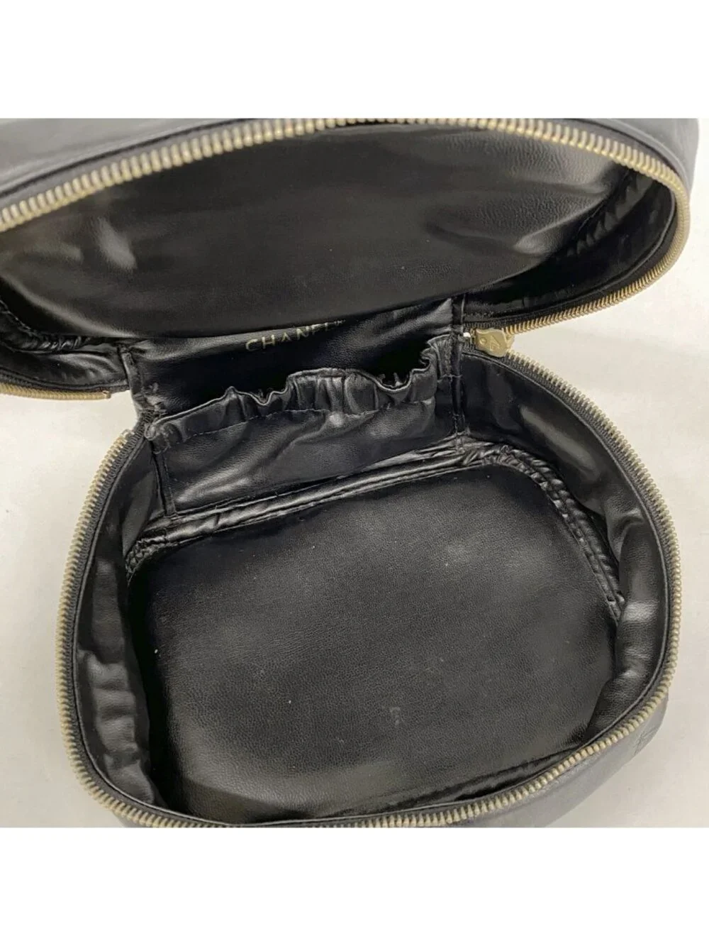 Chanel Vanity Bag Bicolor Lambskin Black Gold
